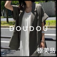 極美品　DouDou オリーブ テーラードジャケット　半袖　ジャケット 極美品 DouDou オリーブ テーラードジャケット 半袖 ジャケット - メルカリ