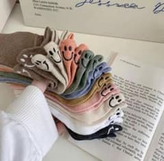 スマイル靴下 レディース くるぶしソックス 刺繍 ショートソックス 韓国のサムネイル