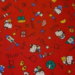 片*寄様 昭和レトロ　ハローキティ　生地 サンリオ ハローキティ/キティ オックス生地/パネル布地：昭和レトロ