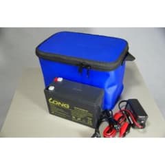 WP12-12 魚探 電動用 EVAバッグ・バッテリー充電器セット12V12Ah WP1236W 魚探用EVAバッグ（青）付きバッテリー充電器セット12V9Ah