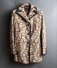 PRADA 1996 コート ミドル丈 幾何学 レザートリムデザイン プラダ