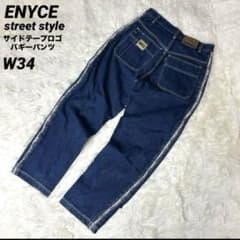 濃紺 ENYCE 00s サイドラインロゴ バギーパンツ デニムパンツ 34
