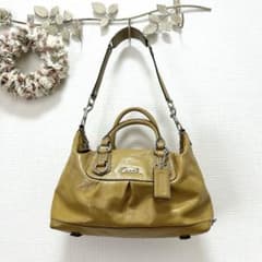COACH コーチ エナメル 2way ショルダーバッグ ハンドバッグ　ベージュのサムネイル