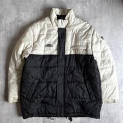90s umbro】ダウンジャケット ドローコード 裏起毛 モノクロ y2k