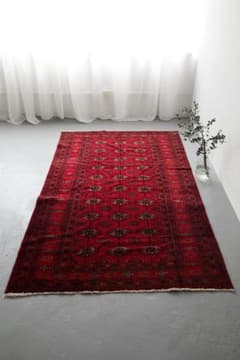 ヴィンテージラグ トライバルラグ トルクメン族 （203×126）赤 黒 茶