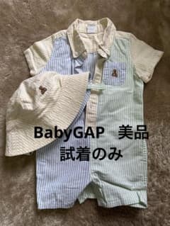 【美品】baby GAP ストライプロンパースと帽子セット 6-12ヶ月のサムネイル