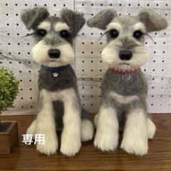 羊毛フェルト　ミニチュアシュナウザー　ソルト&ペッパー　おすわりMサイズ２点 羊毛フェルト ミニチュアシュナウザー ソルト&ペッパー おすわりM