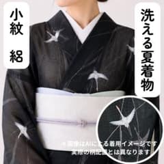 【売切値下げ】◯606mkf29◯洗える夏の着物！小紋 鶴 絽 黒◯美品 売切値下げ】◯606mkf29◯洗える夏の着物！小紋 鶴 絽 黒◯美品 - メルカリ