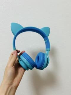 猫耳 ワイヤレスヘッドホン 本体 ブルーのサムネイル