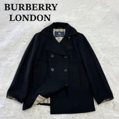 バーバリーロンドン ウール ピーコート ロゴボタン ストライプ裏地 9