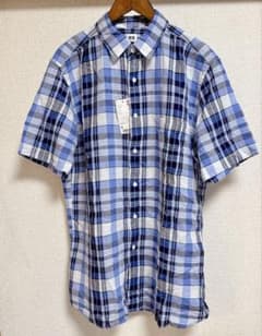 【新品未使用タグ付き】UNIQLOリネンコットン マドラスチェックシャツ XLのサムネイル