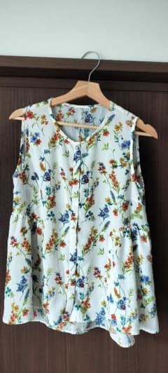 GLOBAL WORK 花柄 ノースリーブ ブラウス Lのサムネイル