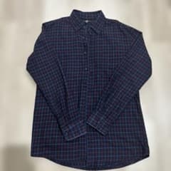 UNIQLO チェック柄 ボタンダウンシャツ 長袖 ネイビーのサムネイル