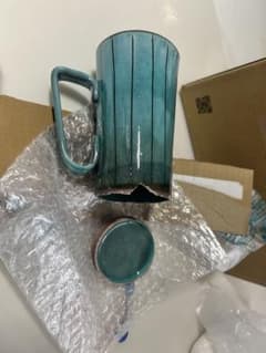 青緑 ストライプ 陶器 マグカップのサムネイル