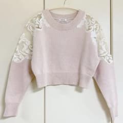 【FRAY I.D】美品✨ショルダー刺繍ニット　ピンク　ショート　クロップドのサムネイル