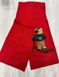ラルフローレン ポロベア スキー柄マフラー 赤 レッド ニット ウール混のサムネイル