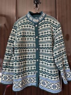 L.L.Bean ノルディック柄 ウール混 カーディガン Lのサムネイル