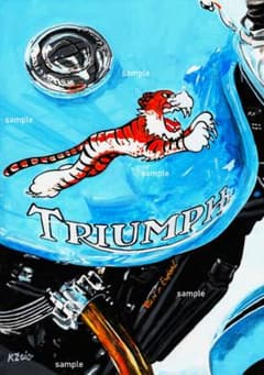 カワサキ 750RS Z2 ゼッツー 水彩画 バイク イラスト インテリア