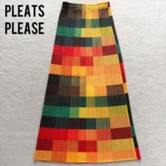 極美品✨PLEATS PLEASEイッセイミヤケ ロングスカート モザイク 総柄
