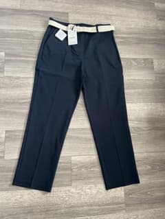 ネイビー スラックス Lサイズ ベルト付き　テーパード