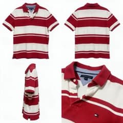 TOMMY HILFIGER ボーダー ポロシャツ レッド系のサムネイル