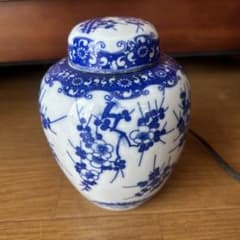 染付 蓋付き 壺 陶器 花柄 - メルカリ