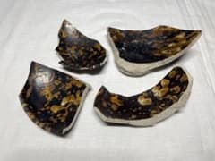 天目茶碗標本4点。殘片。茶道古美術。宋時代。鷓鴣斑。美品。骨董品。 天目茶碗標本4点。殘片。茶道古美術。宋時代。鷓鴣斑。美品。骨董品