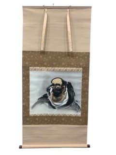 【美品/肉筆】掛軸 達磨大師図 水墨画 縁起物 年中掛けのサムネイル