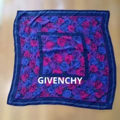 花柄 GIVENCHY大判スカーフ ネイビー ピンク パープル - メルカリ