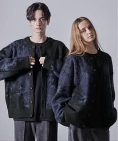 完売品 【CLEL】モヘアブレンドシャギーデザインクルーネックカーディガンのサムネイル