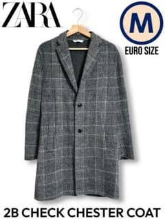 ZARA 2B チェスターコート グレー チェック柄 Mサイズ - メルカリ