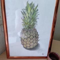 絵画 パイナップル 色鉛筆画 額装のサムネイル