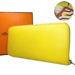 美品□エルメス アザップロング シルクイン ラウンドジップ長財布 D 