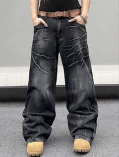 バギーデニムパンツ　カーブジーンズ　加工感　y2k sk8のサムネイル
