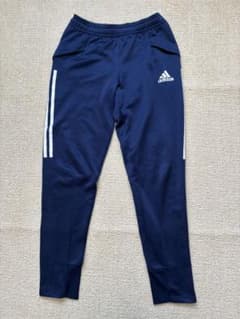 160 adidas ネイビー ジャージ　パンツ サイドストライプのサムネイル