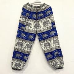 【新品】エスニック柄 サルエルパンツ 象柄 ブルーのサムネイル