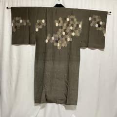 男物 正絹 長襦袢 緑系 カーキ 袷 リメイクにも