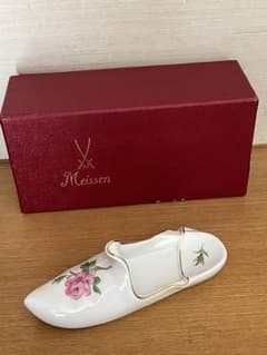【1級品・箱付】マイセン ピンクローズ シューオーナメント 小物入れ 17cm 1級品・箱付】マイセン ピンクローズ シューオーナメント 小物入れ