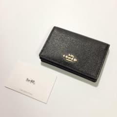 COACH 名刺入れ 極美品】COACH コーチ 名刺入れ カードケース クロスグレインレザー 黒