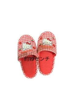 Hello Kitty 赤と白のチェック柄スリッパ 約19センチのサムネイル