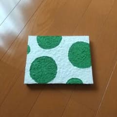 キャンバスアート 緑 水玉模様 ハンドメイド 18cm×14cmのサムネイル