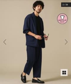 ナノ・ユニバース　リネンライク リラックスセットアップ ネイビーのサムネイル