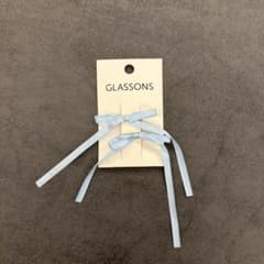 GLASSONS リボンヘアピン 2個セット ライトブルー