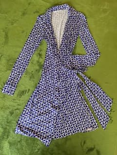 DIAN von FURSTENBERG ラップワンピース　ゼロ柄　ブルーのサムネイル