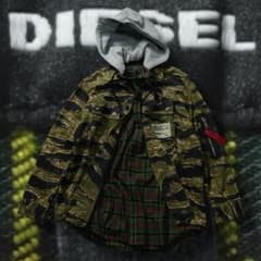 DIESEL ドッキングレイヤードミリタリージャケット 迷彩 タータン 