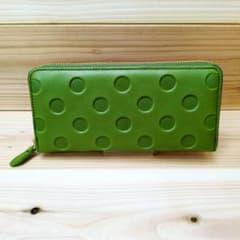 Zucchero 新品 グリーン なが財布 ラウンドファスナー ユニセックス 革