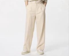 UNIQLO タックワイドパンツ Mサイズ ※股下62cm ベージュのサムネイル
