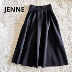 【美品】JENNE ジェンヌ クラシカルタックフレアスカート ブラック　L 美品】JENNE ジェンヌ クラシカルタックフレアスカート ブラック L