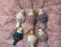 インコ 6羽セットあみぐるみ キーホルダー ハンドメイド　かぎ針編みのサムネイル
