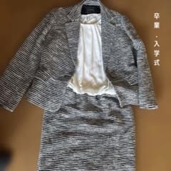 ツイード風白黒ストライプワンピース&ジャケット 　M〜Lのサムネイル